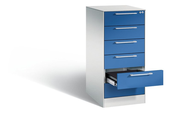 C+P archiefkast Asisto, H1010xB440xD600mm, kleur: lichtgrijs / gentiaanblauw, beugelgreep, 146245-622 S10006