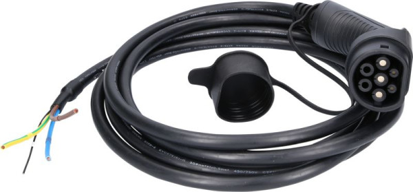 KS Tools laadkabel, recht, open uiteinde / type 2 7,4 kw, 230 v, 32 a, 5 meter, 117.7255