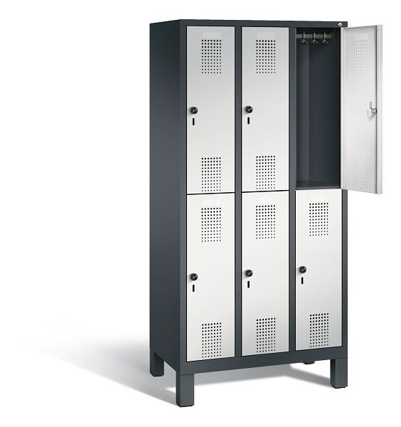 C+P locker dubbeldekker Evolo, H1850xW900xD500mm, kleur: zwartgrijs/lichtgrijs, 48310-30 S10099