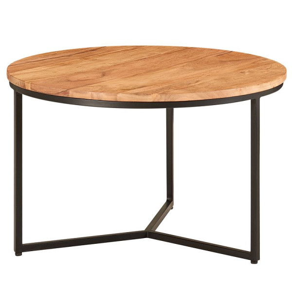 Wohnling salontafel 60x60x38 cm massief acaciahout / metaal design salontafel rond, woonkamertafel salontafel massief, kleine tafel woonkamer, WL6.368