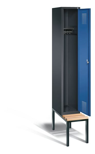 C+P Evolo kleerkast, H2090xB320xD815mm, kleur: zwartgrijs / gentiaanblauw, 48050-10 S10049