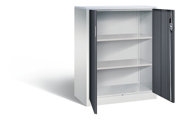 C+P kantoorkast Acurado, H1200xW930xD500mm, kleur: lichtgrijs/zwartgrijs, holle handgreep, 3 niveaus, 9287-1200 S10233