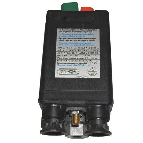 AEROTEC drukschakelaar - 400 V - 10 bar - 4-6.3 A - 3/8 inch IT - 3 uitgangen 1/4 inch IT, 9063147