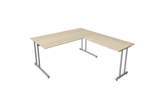 Kerkmann hoekige werkplek start-up, bestaande uit bureau B 1600 x D 800 x H 750 mm en aanschuiftafel 1000 x 600 x 750 mm, esdoorn, 11436550
