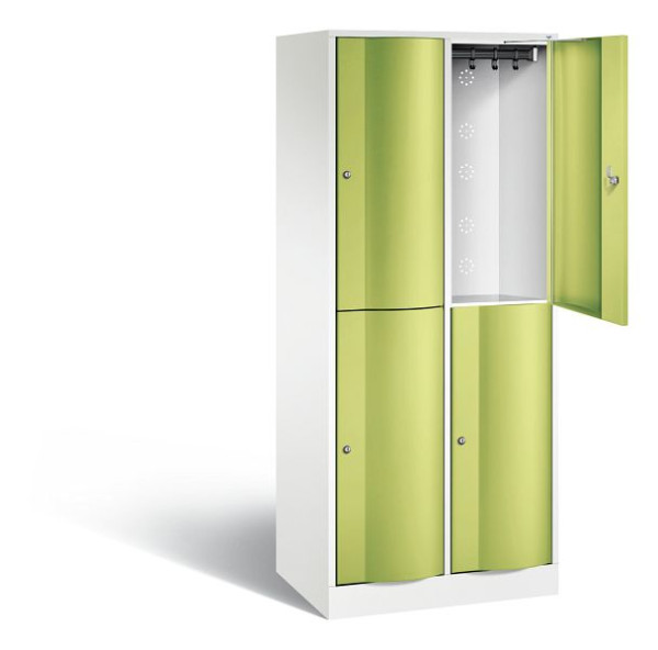 C+P locker, dubbellaags Resisto, H1950xB772xD540mm, kleur: verkeerswit / virid groen, 8270-272 S10180