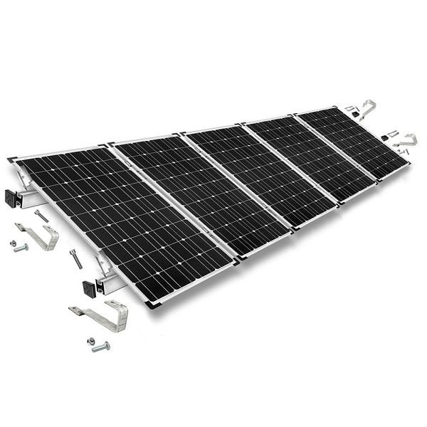 Offgridtec montageset met platte dakhaak voor montage op een schuin dak 5 zonnepanelen framehoogte 35 mm, 8-01-013770-010