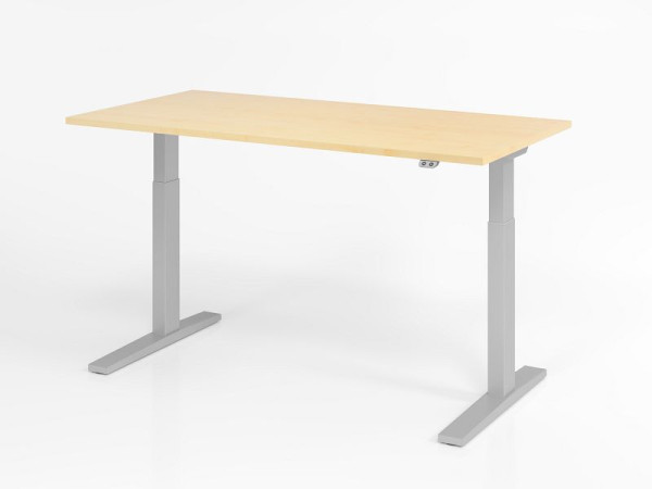 Hammerbacher bureau XMKA16, 160 x 80 cm, blad: esdoorn, 25 mm dik, ABS dikke rand, rechthoekige vorm, VXMKA16/3/S