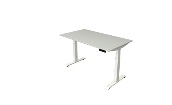 Kerkmann sta-/zittafel Move 4 nieuw 140 x 80 cm frame wit, tafelblad lichtgrijs, 10091011