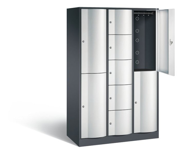 C+P combinatie lockerkast Resisto, H1950xB1148xD540mm, kleur: zwartgrijs/lichtgrijs, 8070-3720 S10025