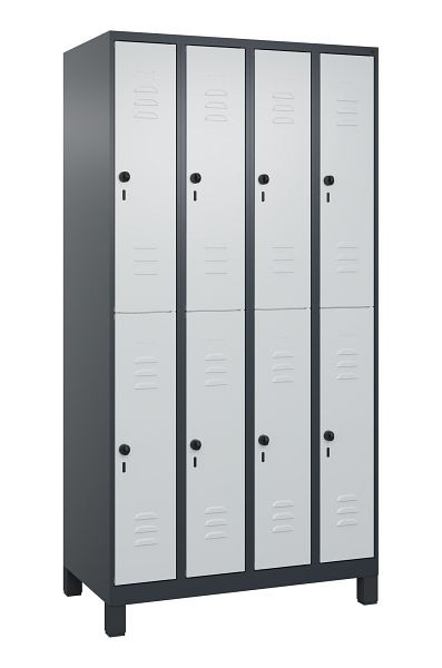 C+P Doppelstöckiger Spind Classic PLUS, Füße, 4 Abteile, 1950x1000x500mm, 7016/7035, 080310-49 S10013