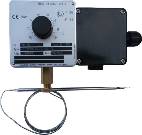 Schultze TR60E-50 Ex kamerthermostaat, instelbaar van -20 tot + 50 ° C, met draaiknop, 16A 230V, IP66, EX TR60E-50