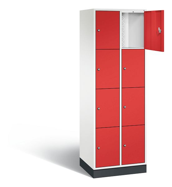 C+P lockerkast Intro, H1950xB620xD490mm, kleur: verkeerswit / vuurrood, 8470-201 S10181