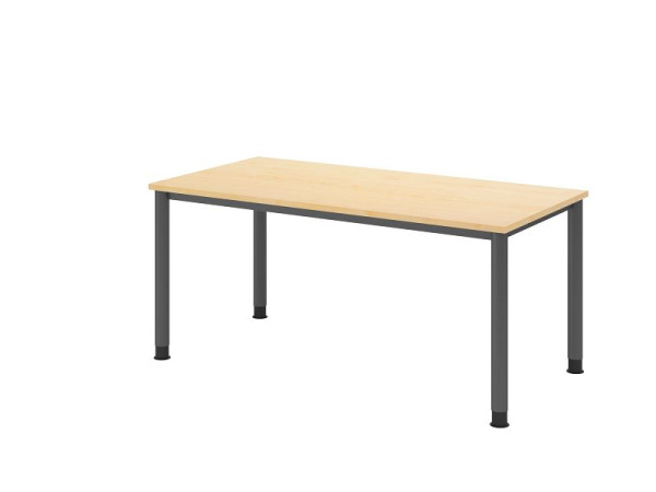 Hammerbacher bureau HS16, 160 x 80 cm, blad: esdoorn, 25 mm dik, 4-poots frame in grafiet, werkhoogte 68,5-81cm, VHS16/3/G