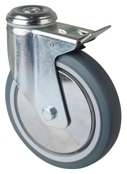 BS-wielen Zwaar apparaatwiel met rem, breedte 32 mm, Ø150 mm, tot 100 kg, grijs rubberen loopvlak, kunststof behuizing, kogellager, C121.A85.151
