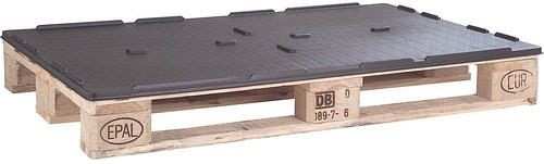 DENIOS pallethoes, gemaakt van ABS-RE, 805 x 1205 x 30 mm, met rand en middenkruis, VE 5, 312673