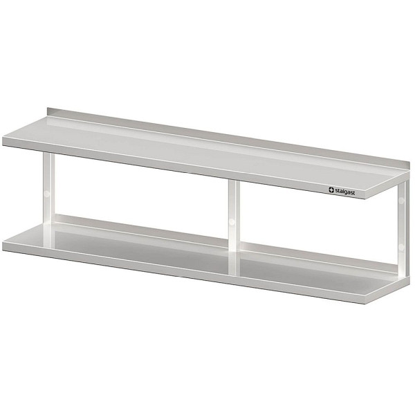 Stalgast dubbele wandplank met hoeksteunen 1700x300x400 mm in hoogte verstelbaar, gelast, VWB17305