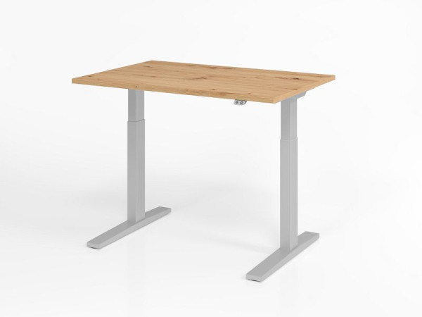 Hammerbacher bureau XMKA12, 120 x 80 cm, blad: knoestig eiken, 25 mm dik, ABS dikke rand, rechthoekige vorm, VXMKA12/R/S