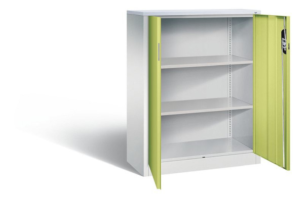 C+P kantoorkast Acurado, H1200xB930xD400mm, kleur: lichtgrijs / viridine groen, verzonken handgreep, 3 niveaus, 9267-1200 S10297