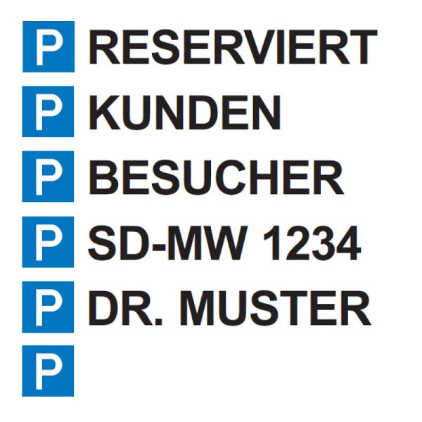 Stone HGS parkeersticker voor geleiderail "Trail" tekstveld 570x70mm, tekst naar keuze (max. 16 karakters)/45mm, 32954