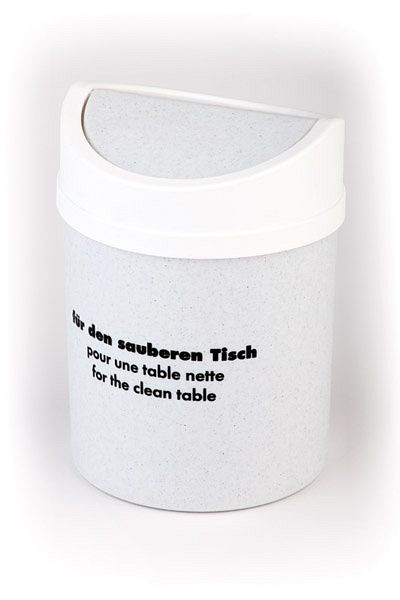 APS tafelemmer, ca. Ø 12 cm, hoogte: 18 cm, SAN, wit/graniet, met afneembaar zwenkdeksel, 00031