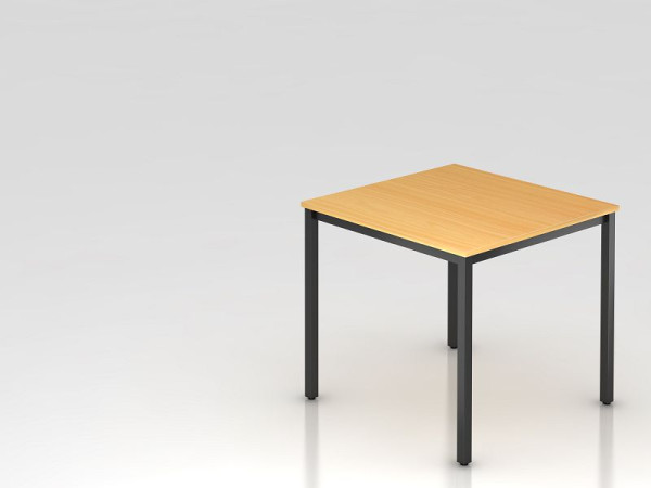 Hammerbacher vergadertafel 80x80cm beuken/zwart vierkant, rechthoekige vorm, VDQ08/6/D