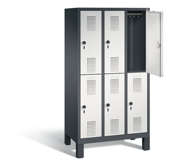 C+P schoolkluis dubbeldekker Evolo, H1650xB900xD500mm, kleur: zwartgrijs/lichtgrijs, 483106-30 S10048