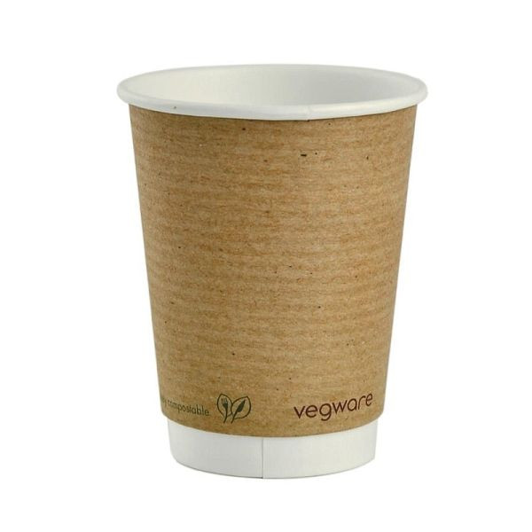 Vegware Composteerbare dubbelwandige bekers voor warme dranken 340ml, VE: 500 stuks, GH021