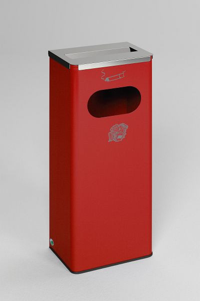 VAR asbak / afvalbak 32 liter, deksel RVS, gepolijst, vuurrood (RAL 3000), 28731