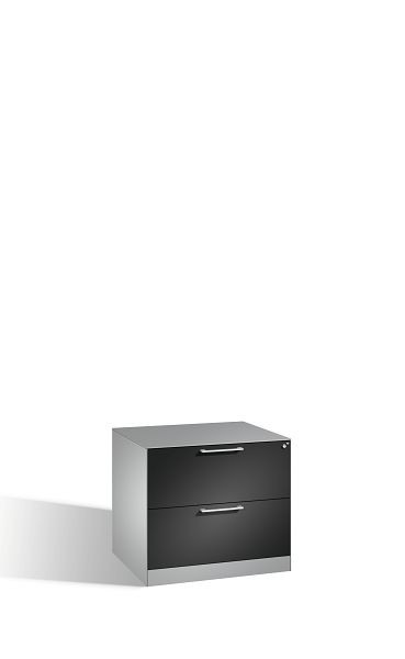 C+P hangarchiefkast Asisto, H710xB800xD600mm, kleur: wit aluminium / zwartgrijs, beugelgreep, 146273-212 S10079