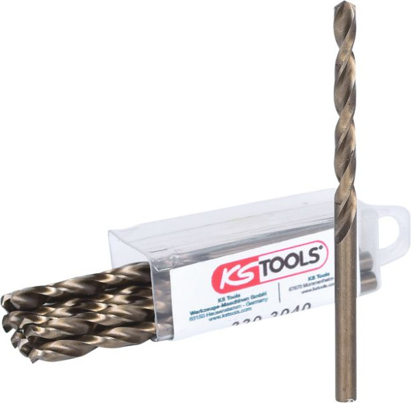 KS Tools HSS-G Co 5 spiraalboor, 4 mm, 10 stuks, 330.3040