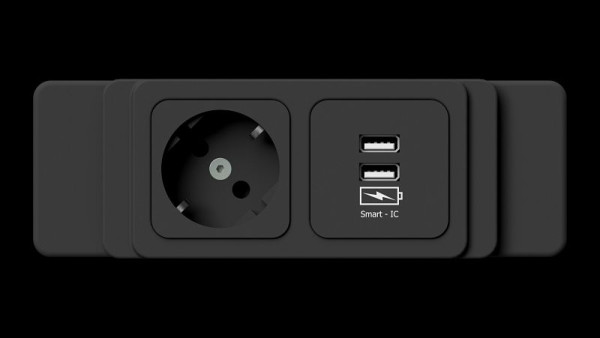 ANKE werkbanken Mayer energiemodule, 178 x 59 x 41 mm, 1 x Schuko, USB-oplader, 900.119