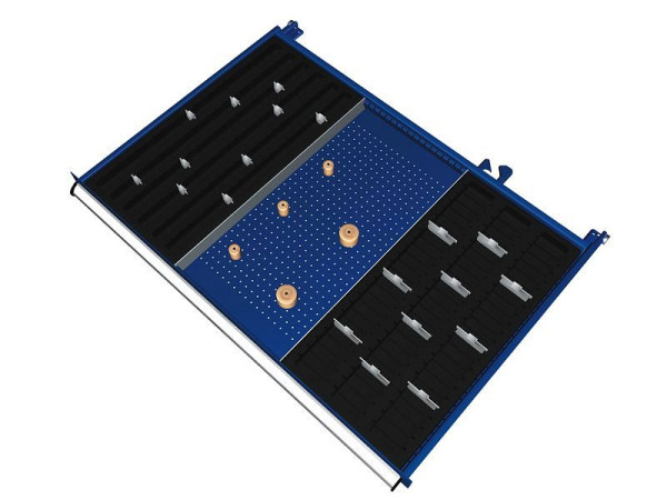 KLW scheidingsmateriaalset voor lades vakhoogte 50 mm in SJB kast, kastmaat 1031 x 750 mm B x D, SJB-B06-032