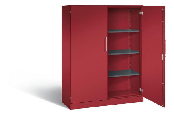 C+P vleugeldeurkast Asisto, H1635xB1200xD435mm, kleur: robijnrood, beugelgreep, 4 niveaus, 141011-000 S10070