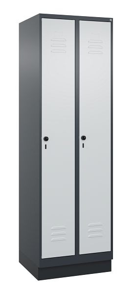 C+P Umkleidespind Classic PLUS, Sockel, 2 Abteile, 1950x600x500mm, 7016/7035, Drehriegel, 080020-20 S10013