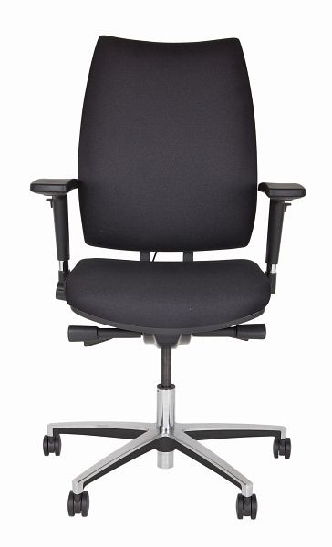 Bisley Upscale bureaudraaistoel, gestoffeerd, onderstel gepolijst aluminium, zwart, DSU733