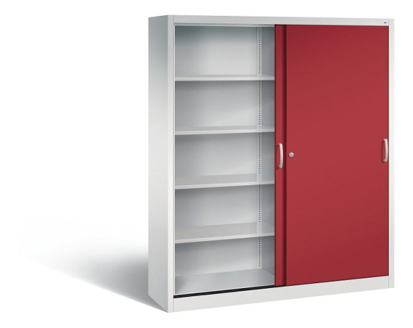 C+P schuifdeurkast Acurado, H1950xB1600xD400mm, kleur: lichtgrijs/robijnrood, beugelgreep, 5 niveaus, 2140-00 S10114