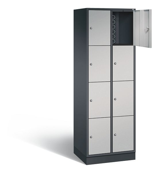 C+P lockerkast Intro, H1950xW620xD490mm, kleur: zwart-grijs/wit aluminium, 8470-201 S10148