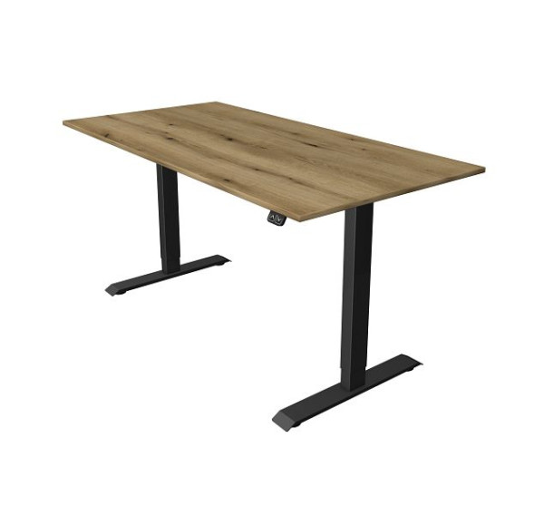 Kerkmann zit-/statafel B 1600 x D 800 mm, elektrisch in hoogte verstelbaar van 740-1230 mm, eiken, 10181555