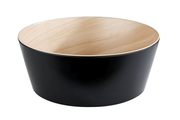 APS schaal -FRIDA-, Ø 26,5 cm, hoogte: 10,5 cm, melamine, binnenkant: houtlook, buitenkant: zwart, 84614