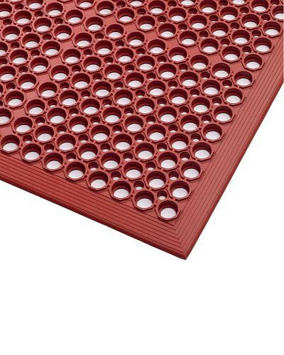 DENIOS ergonomische veiligheidsmat ST 9.15 voor natte ruimtes, rood, 90 x 150 cm, 123-363