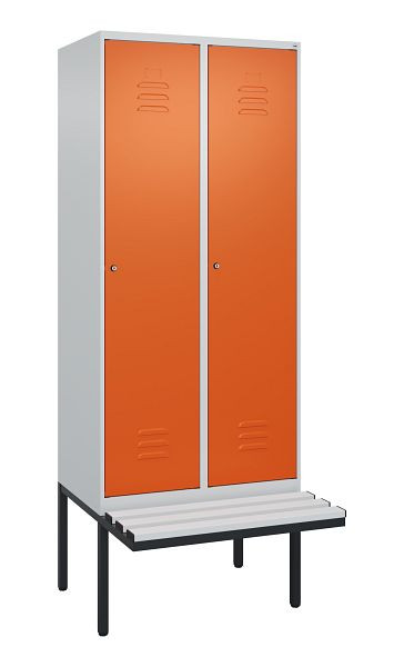 C+P Umkleidespind Classic PLUS, 2 Abteile, 2120x800x815mm, 7035/2004, Zylinderschlösser, je 2 Doppel-Haken, 0800407-22F S10122