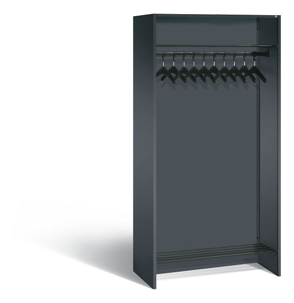C+P open garderobe serie 8070, H1950xW954xD480mm, kleur: zwart-grijs, 8071-03 S10016