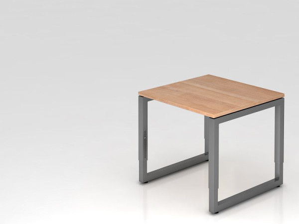 Hammerbacher bureau O-voet vierkant 80x80cm walnoot/grafiet, rechthoekige vorm met zwevend tafelblad, VRS08/N/G