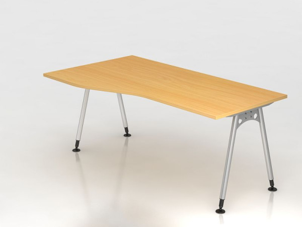Hammerbacher bureau A-poot 180x100/80cm beuken, vrije vorm, links of rechts te monteren, VAS18/6/S