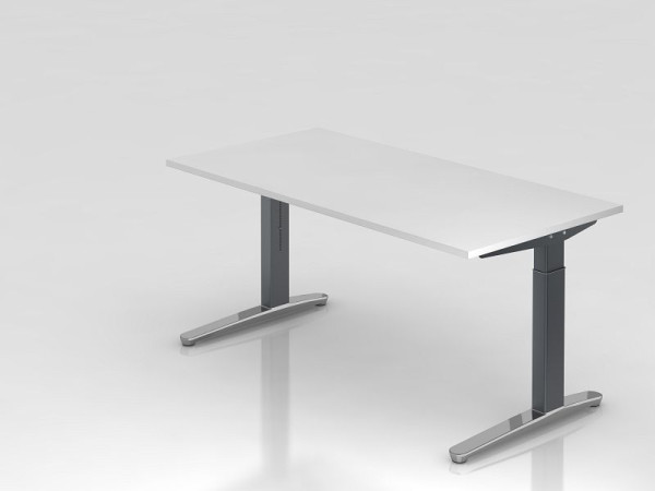 Hammerbacher bureau C-poot 160x80cm wit/grafiet (gepolijst), rechthoekige vorm, VXB16/W/GC