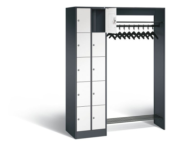 C+P open garderobe serie 8070, H1950xW1410xD480mm, kleur: zwartgrijs / verkeerswit, 80720-00 S10223