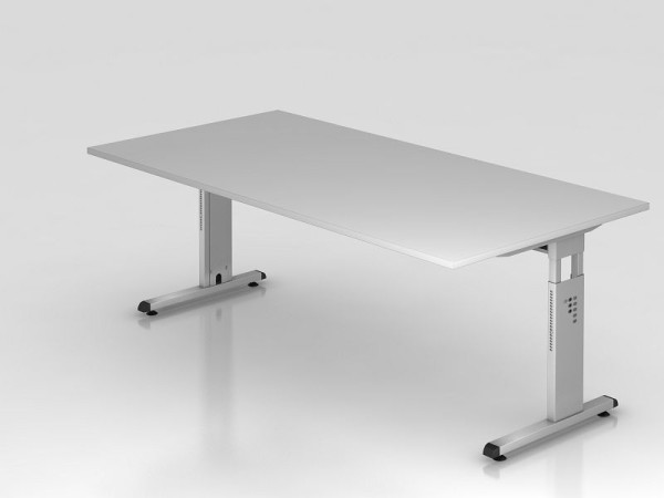 Hammerbacher bureau C-poot 200x100cm grijs/zilver, werkhoogte 65-85 cm, VOS2E/5/S