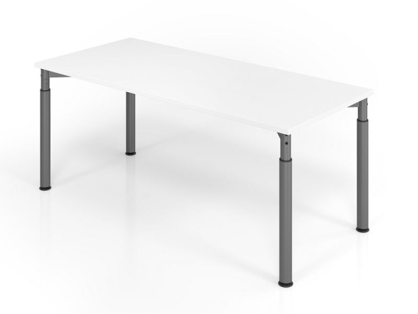Hammerbacher bureau YS19, 180 x 80 cm, blad: wit, 25 mm dik, ABS dikke rand, rechthoekige vorm, grafiet, VYS19/W/G