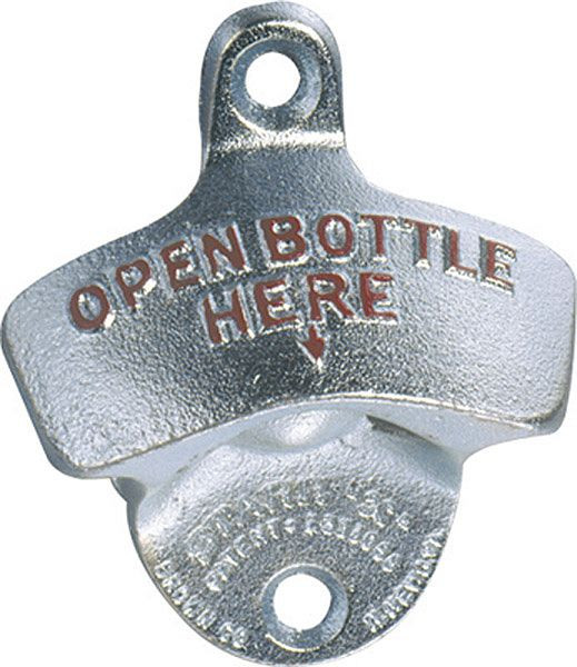 APS flesdopopener, 7 x 8 cm, hoogte: 3 cm, verchroomd metaal, voor wandmontage, inclusief 2 schroeven, 93124