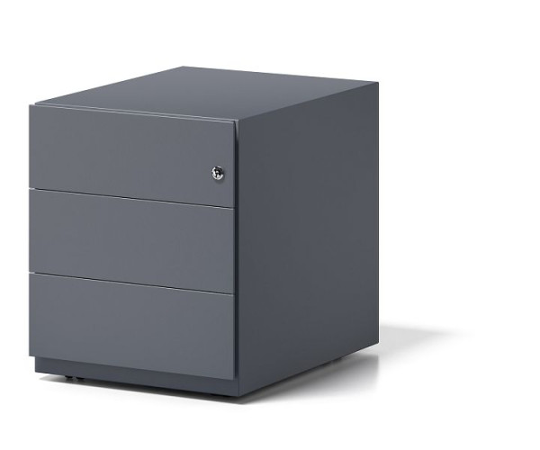 Bisley Note™ rolcontainer met handvat, 3 universele laden, antracietgrijs, NWH79M7BBB634